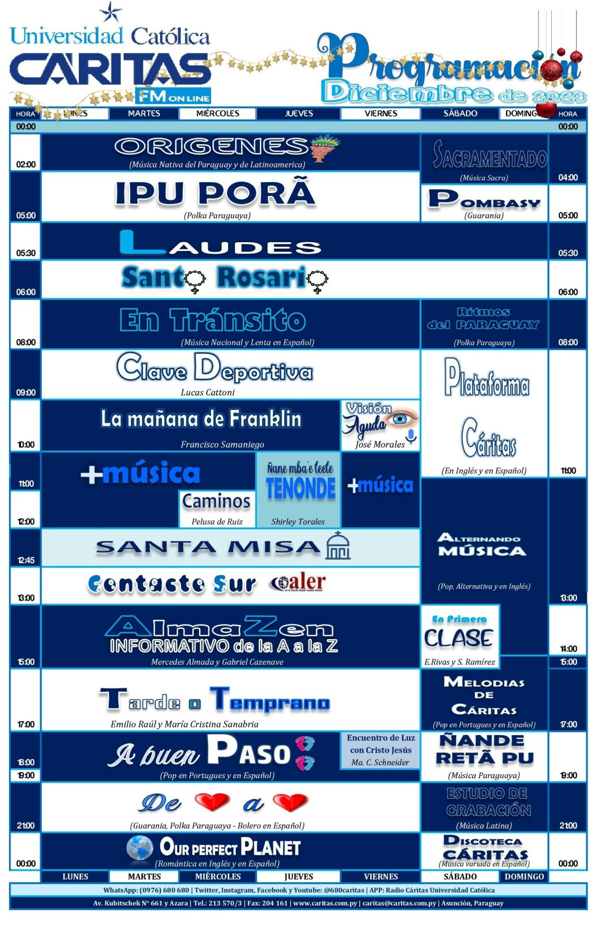 Programación General Portal Digital Cáritas Universidad Católica